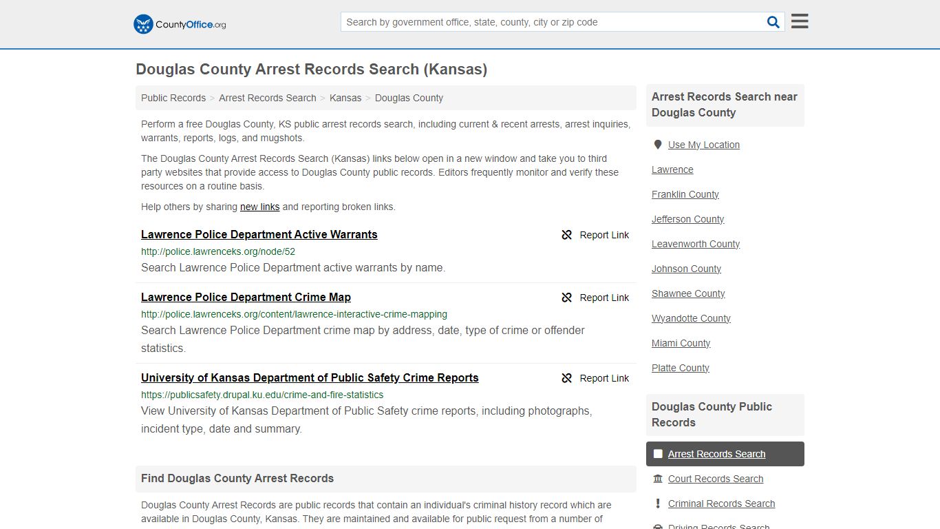 Douglas County Arrest Records Search (Kansas) - County Office