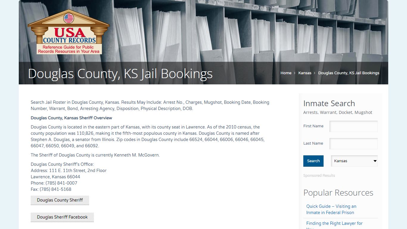 Douglas County, KS Jail Bookings | Name Search